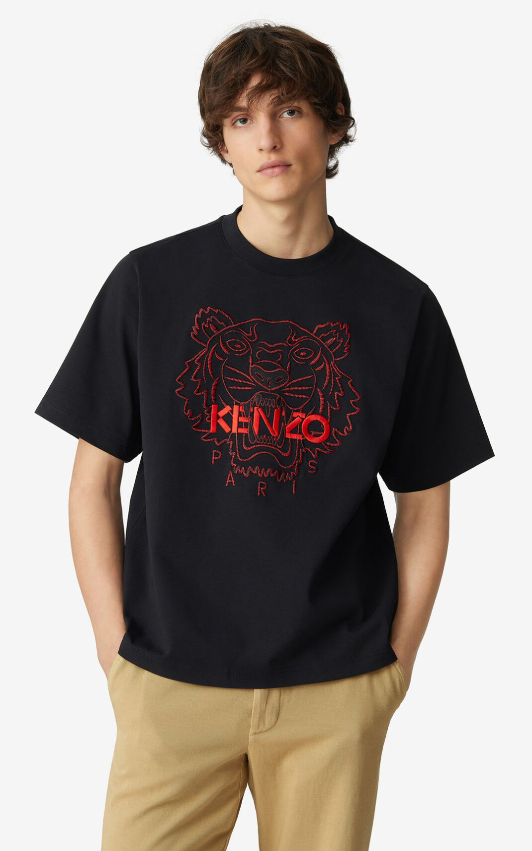 Camisetas Kenzo Tiger loose fitting Hombre Negras RMD642083